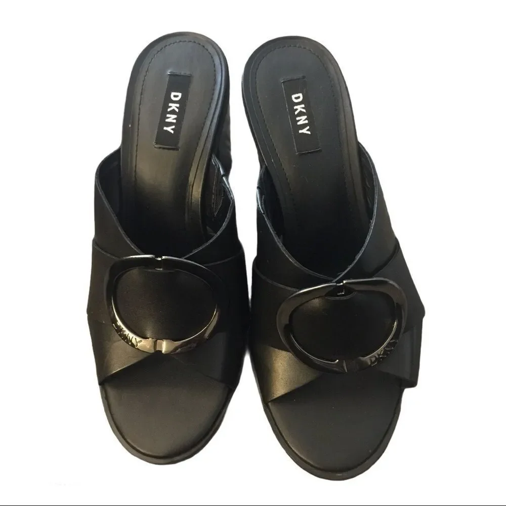 DKNY Block Heel Sandals, Size 7.5, Black - Picture 1 of 11